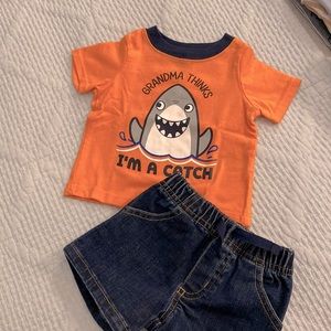 Garanimal’s t-shirt and short matching set/ 0-3 months/ 5 for 25 dollars.